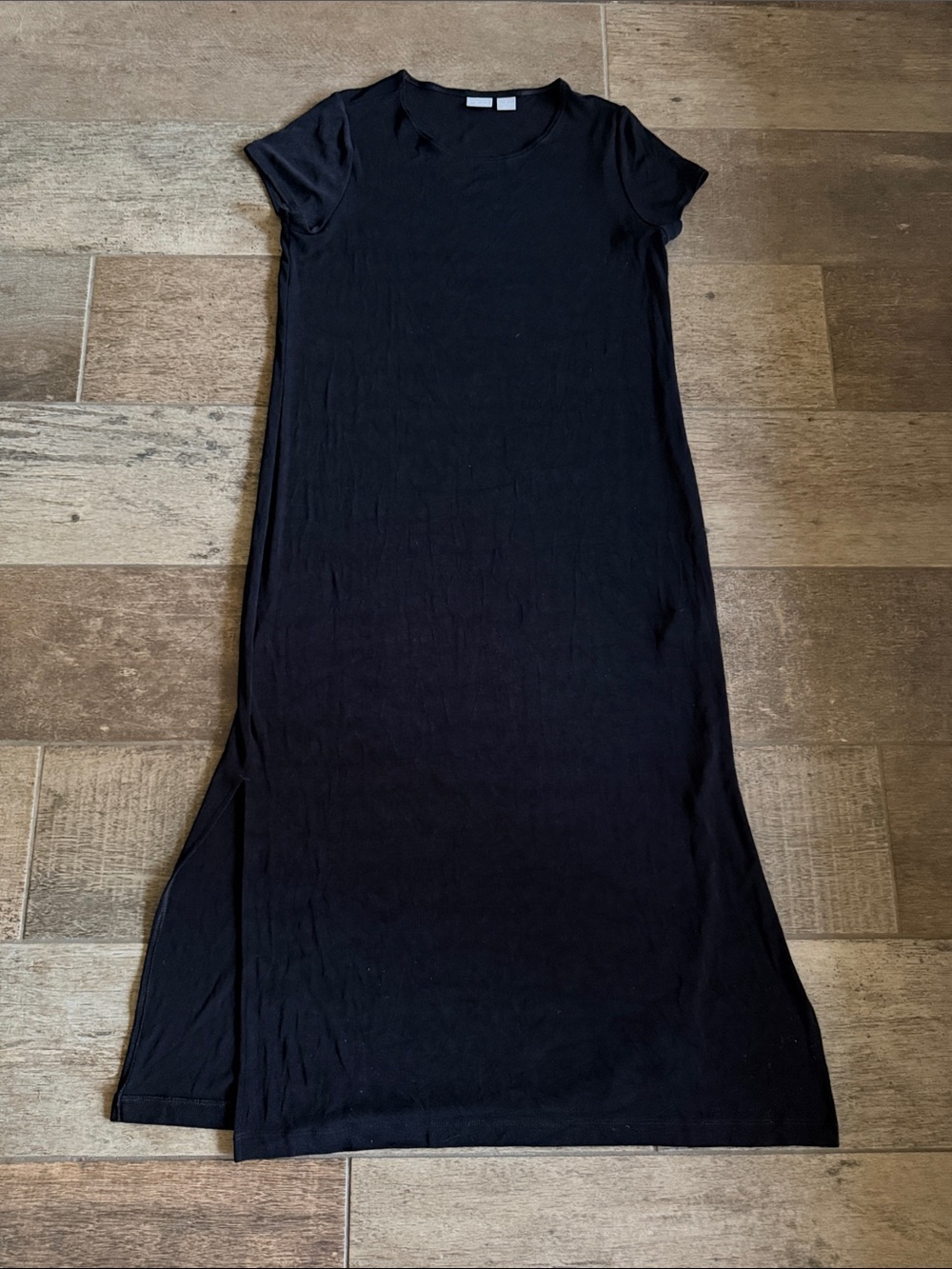Chico's Black Short-Sleeve Maxi Dress with Side Slits